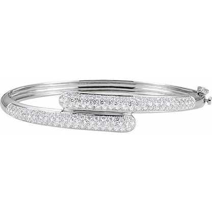 saveongems Jewelry 1.7mm::3 CTW / I1 G-H 14K White 3 CTW Natural Diamond Bangle 6 1/2" Bracelet