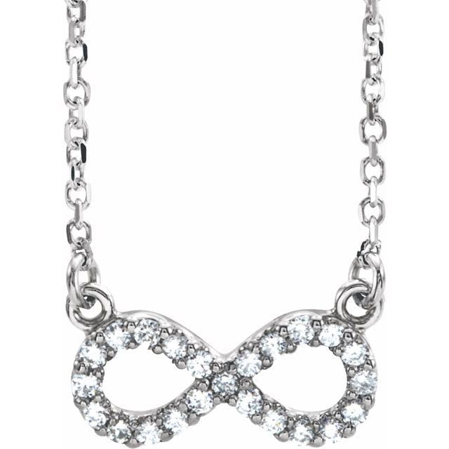saveongems 1mm :: 1/6 CTW / II G-H / 14K White 14K Natural Diamond Infinity Necklace