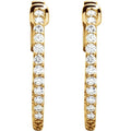 saveongems 14K Natural Diamond Inside-Outside Hinged Hoop Earrings Sizes1/4-6 1/4 CTW