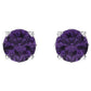 saveongems Jewelry 14K Natural Amethyst 4-Prong Scroll Setting Stud Earrings