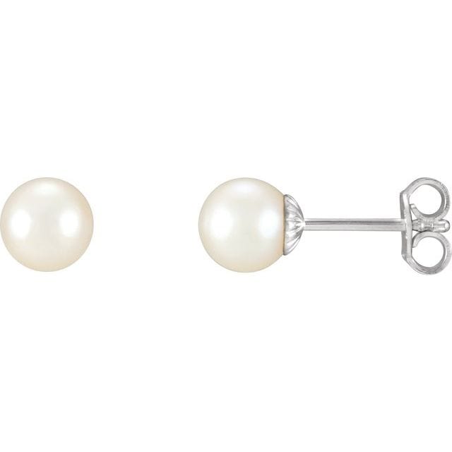 saveongems Jewelry 7.0-7.5mm / Sterling Silver Pearl Stud Earrings