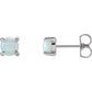 saveongems Jewelry 5mm / 14K White 14K Natural White Opal Earrings
