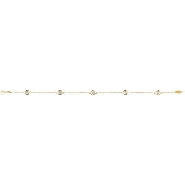 saveongems 14K Natural Diamond Bezel-Set Station 7" Bracelet