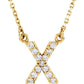saveongems Initial X / I1 G-H / 14K Yellow 14K Natural Diamond Initial 16" Necklace