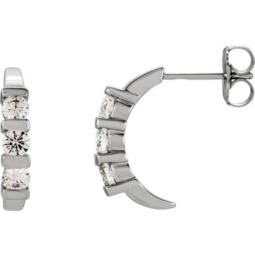 saveongems Jewelry 2.8mm::1/2 CTW / I1 G-H / 14K White 14K Natural Diamond J-Hoop Earrings Sizes,1/2 CTW,9/10CTW,1 1/2 CTW
