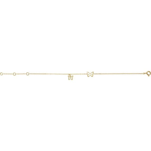 saveongems Jewelry 5.2mm::0.58 DWT (0.90 grams) 14K Yellow Butterfly Adjustable 5-7" Bracelet
