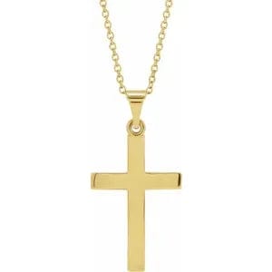 Save On Diamonds 20 x 13.7 mm / 14K Yellow Gold Gold Cross Necklace 18" (Unisex)