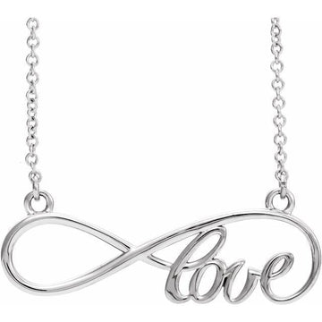 saveongems Jewelry 27.5 x 8.4 mm / 17 Inch / Sterling Silver Infinity-Inspired Love Necklace
