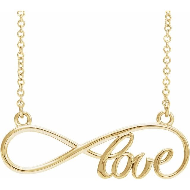 saveongems Jewelry 27.5 x 8.4 mm / 17 Inch / 14K Yellow Infinity-Inspired Love Necklace