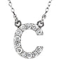 saveongems Initial C / I1 G-H / 14K White 14K Natural Diamond Initial 16" Necklace