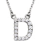 saveongems Initial D / I1 G-H / 14K White 14K Natural Diamond Initial 16" Necklace