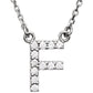 saveongems Initial F / I1 G-H / 14K White 14K Natural Diamond Initial 16" Necklace