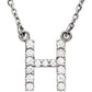 saveongems Initial H / I1 G-H / 14K White 14K Natural Diamond Initial 16" Necklace