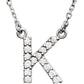 saveongems Initial K / I1 G-H / 14K White 14K Natural Diamond Initial 16" Necklace