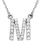 saveongems Initial M / I1 G-H / 14K White 14K Natural Diamond Initial 16" Necklace