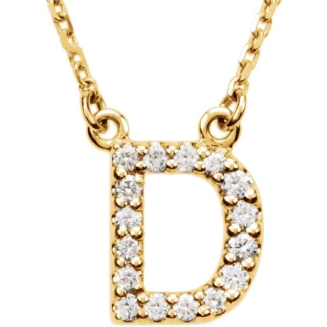 saveongems Initial D / I1 G-H / 14K Yellow 14K Natural Diamond Initial 16" Necklace