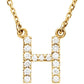 saveongems Initial H / I1 G-H / 14K Yellow 14K Natural Diamond Initial 16" Necklace