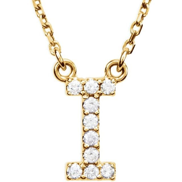 saveongems Initial I / I1 G-H / 14K Yellow 14K Natural Diamond Initial 16" Necklace