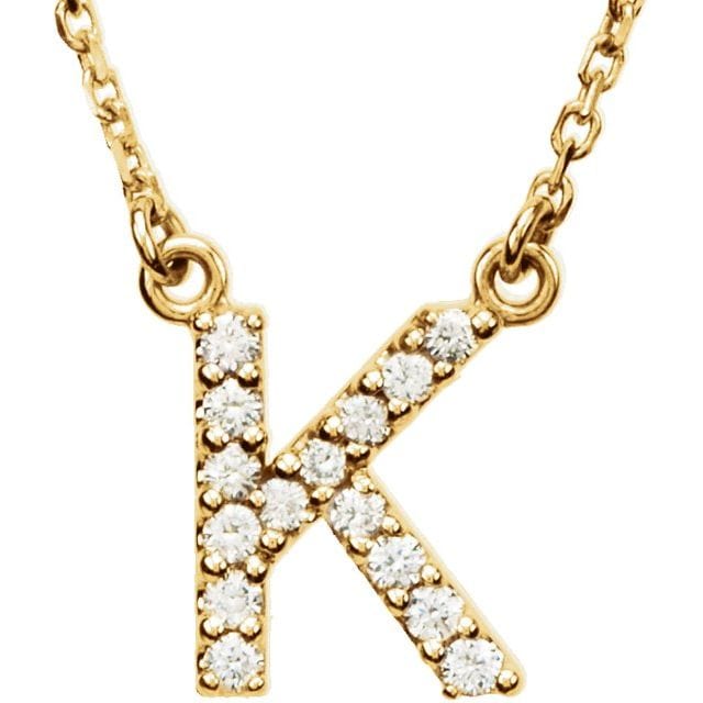 saveongems Initial K / I1 G-H / 14K Yellow 14K Natural Diamond Initial 16" Necklace