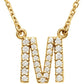 saveongems Initial M / I1 G-H / 14K Yellow 14K Natural Diamond Initial 16" Necklace