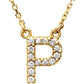 saveongems Initial P / I1 G-H / 14K Yellow 14K Natural Diamond Initial 16" Necklace