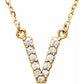 saveongems Initial V / I1 G-H / 14K Yellow 14K Natural Diamond Initial 16" Necklace