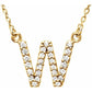 saveongems Initial W / I1 G-H / 14K Yellow 14K Natural Diamond Initial 16" Necklace
