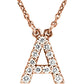 saveongems Initial A / I1 G-H / 14K Rose 14K Natural Diamond Initial 16" Necklace