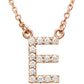 saveongems Initial E / I1 G-H / 14K Rose 14K Natural Diamond Initial 16" Necklace