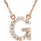 saveongems Initial G / I1 G-H / 14K Rose 14K Natural Diamond Initial 16" Necklace