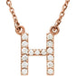 saveongems Initial H / I1 G-H / 14K Rose 14K Natural Diamond Initial 16" Necklace
