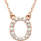 saveongems Initial O / I1 G-H / 14K Rose 14K Natural Diamond Initial 16" Necklace