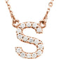 saveongems Initial S / I1 G-H / 14K Rose 14K Natural Diamond Initial 16" Necklace