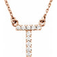 saveongems Initial T / I1 G-H / 14K Rose 14K Natural Diamond Initial 16" Necklace