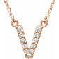 saveongems Initial V / I1 G-H / 14K Rose 14K Natural Diamond Initial 16" Necklace