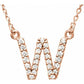 saveongems Initial W / I1 G-H / 14K Rose 14K Natural Diamond Initial 16" Necklace