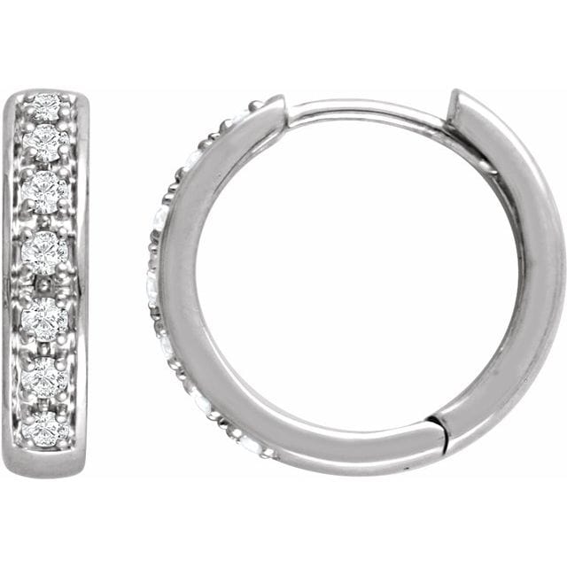 saveongems 1.75mm::1/3 CTW / SI1 G-H / 14K White 14K Natural Diamond Accented Huggie Hoop Earrings