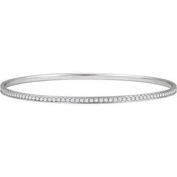 saveongems Jewelry 1.3mm::1 1/2 CTW / I2 H+ / 14K White 14K 1 1/2 CTW Natural Diamond 7" Bangle Bracelet
