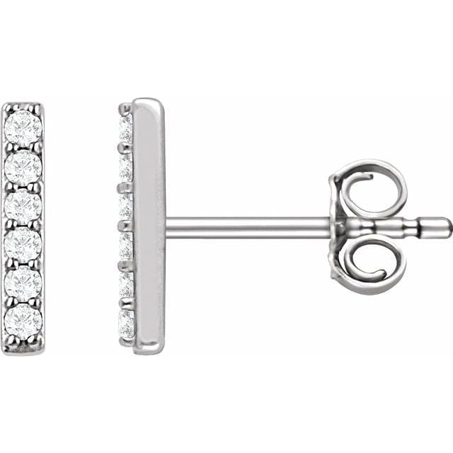 saveongems 1/10 ctw (1.2 mm) / F+VS / 14K White Diamond Bar Earrings 1/10 Carat Total Weight