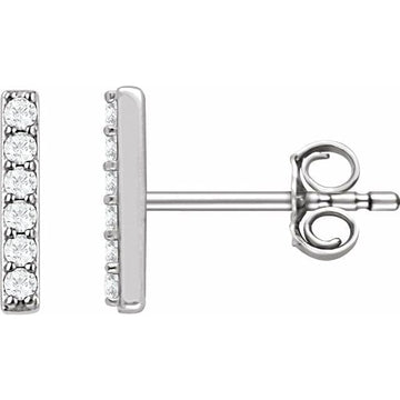 saveongems 1/10 ctw (1.2 mm) / F+VS / 14K White Diamond Bar Earrings 1/10 Carat Total Weight