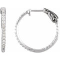 saveongems 23mm::3/4 CTW / I1 / 14K White Natural Diamond Inside-Outside Hinged Hoop Earrings 14K Natural Diamond Inside-Outside Hinged Hoop Earrings Sizes1/4-6 1/4 CTW