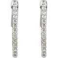 saveongems 14K Natural Diamond Inside-Outside Hinged Hoop Earrings Sizes1/4-6 1/4 CTW