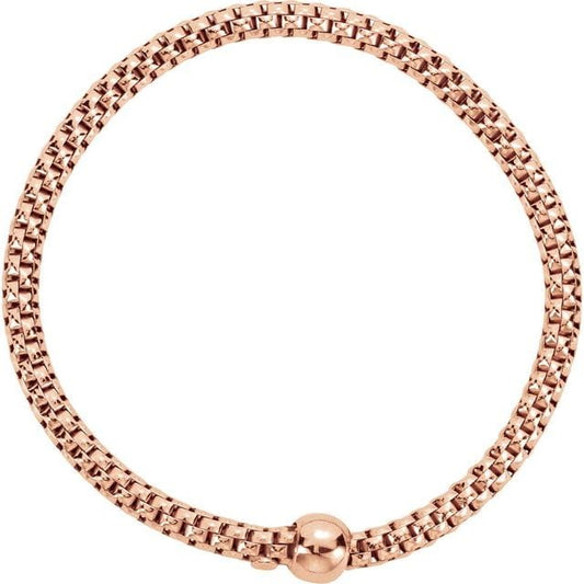 saveongems Jewelry 4.3mm / 14K Rose Gold-Plated 14K Rose Gold-Plated Sterling Silver 4.3 mm Woven Stretch Bracelet