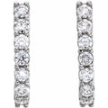 saveongems 14K Natural Diamond J-Hoop Earrings Sizes 3/4-1 1/4 CTW