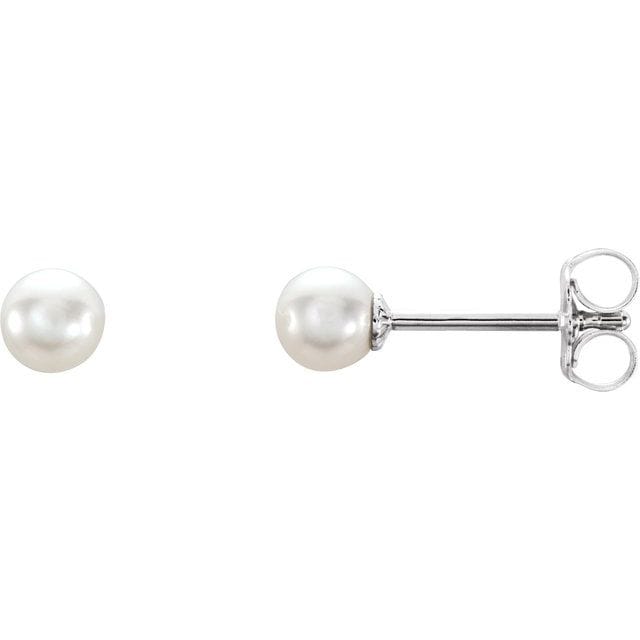 saveongems Jewelry 4.0-4.5mm / Sterling Silver Pearl Stud Earrings