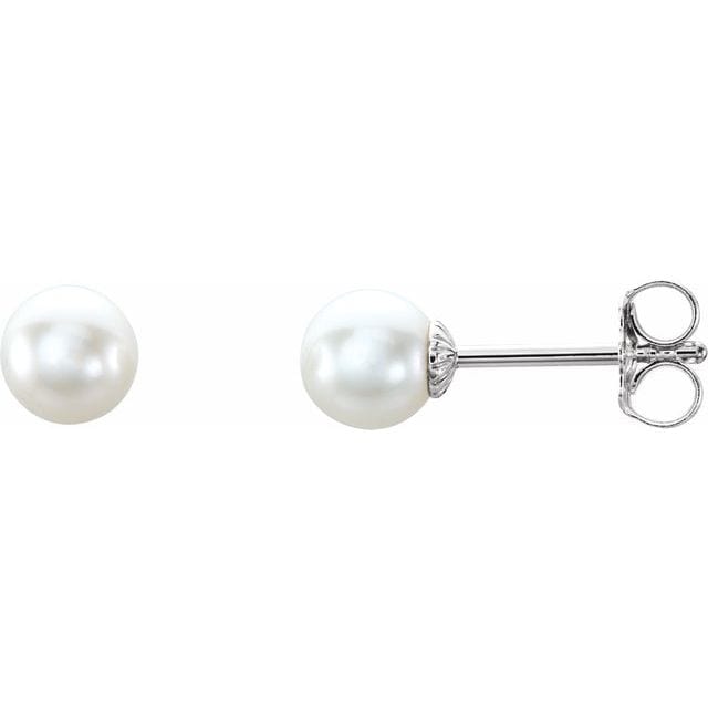 saveongems Jewelry 5.0-5.5mm / Sterling Silver Pearl Stud Earrings