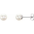 saveongems Jewelry 6.0-6.5mm / Sterling Silver Pearl Stud Earrings