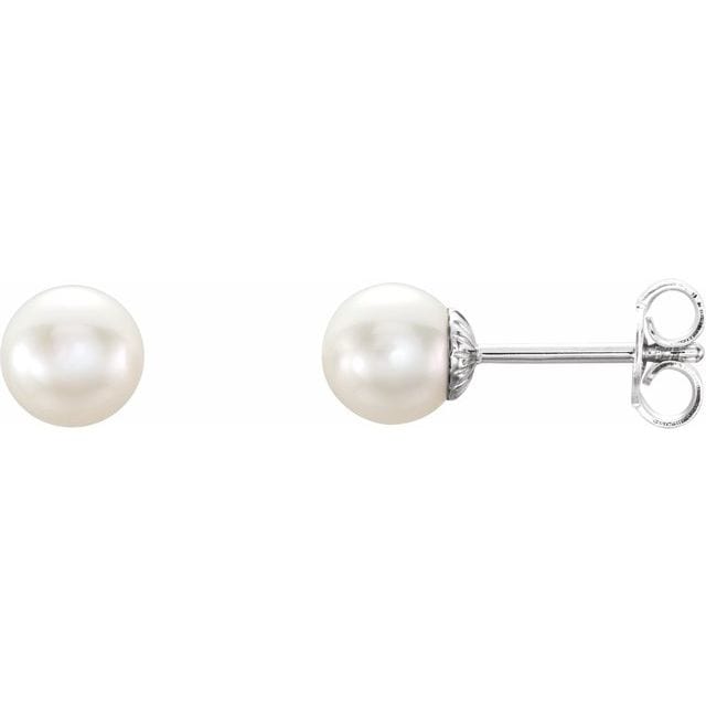 saveongems Jewelry 6.0-6.5mm / Sterling Silver Pearl Stud Earrings