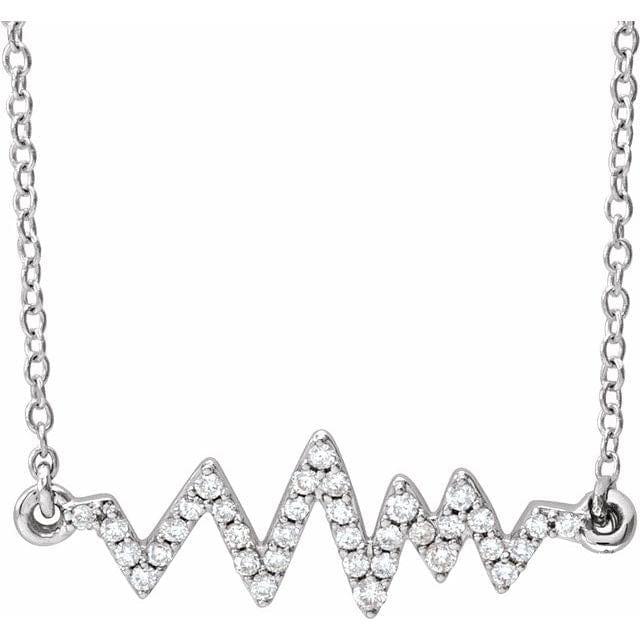 saveongems Jewelry 22.8x6.8 mm:: 1/6 CTW / I1 H+ / 14K White 14K 1/6 CTW Natural Diamond Heartbeat 16-18" Necklace
