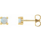 saveongems Jewelry 4mm / 14K Yellow 14K Natural White Opal Earrings